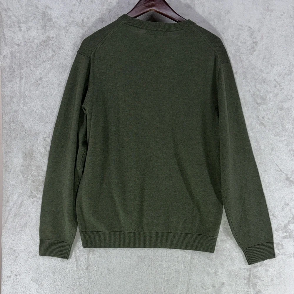 Hart Schaffner Marx Forest Green Men's Merino Wool V-Neck Sweater Size M